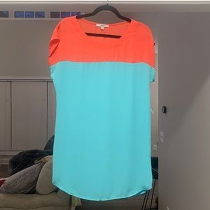 Teal and orange loose dress size medium NWOT